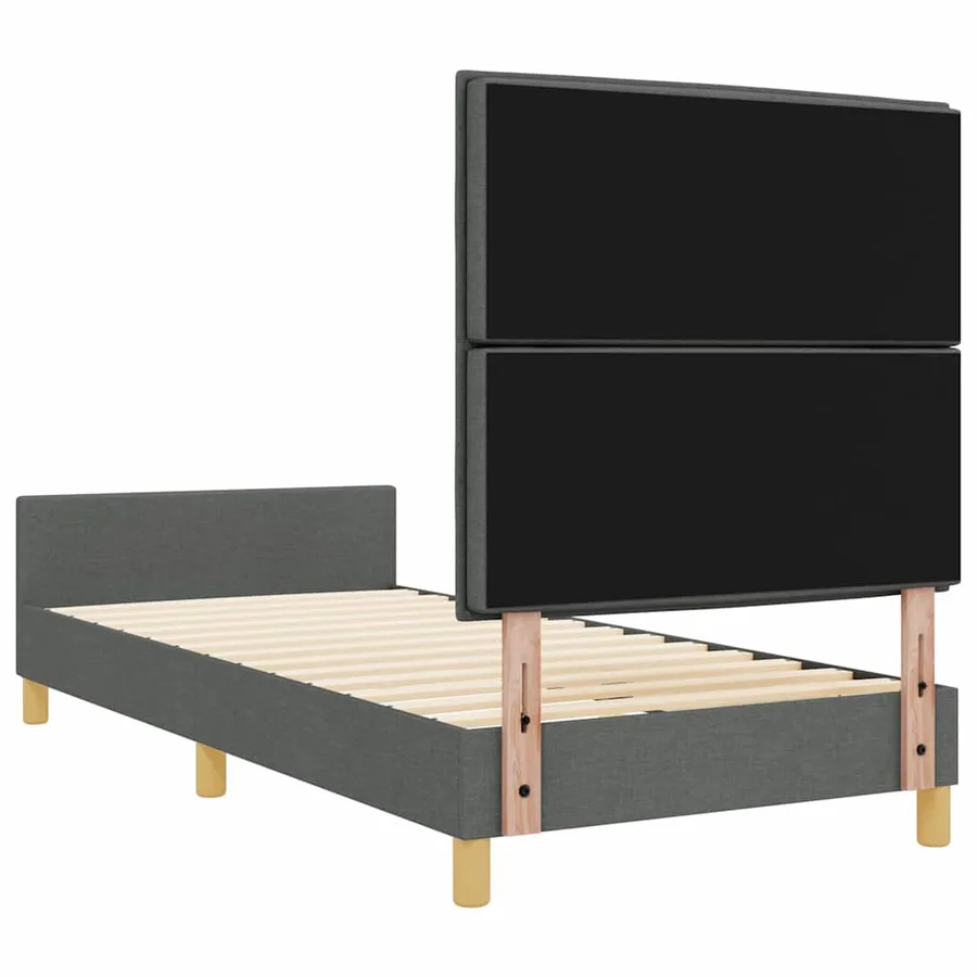 Cadre de lit avec tête de lit Gris foncé 80 x 200 cm tissu - 9