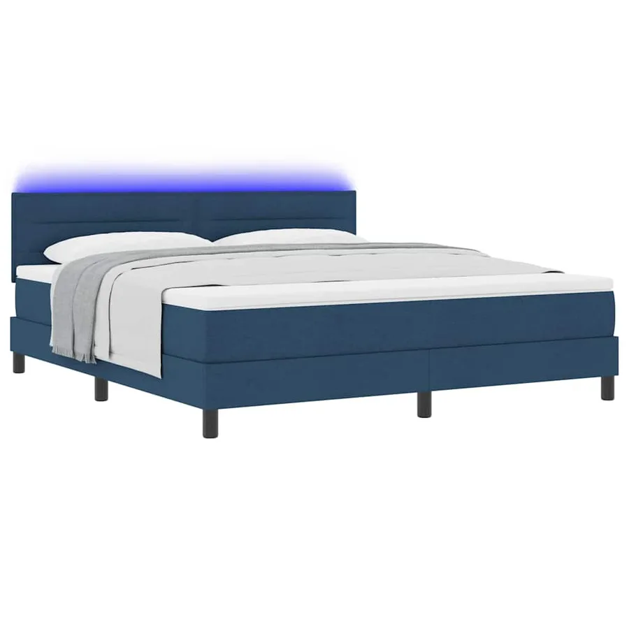 Lit à ressorts avec matelas avec LED Bleu 180 x 200 cm tissu - 3