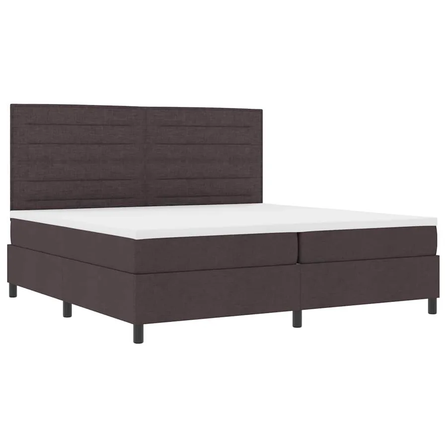 Lit à ressorts avec matelas Marron foncé 200 x 200 cm tissu - 6
