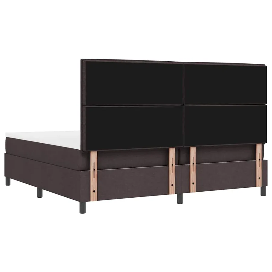 Lit à ressorts avec matelas Marron foncé 200 x 200 cm tissu - 8