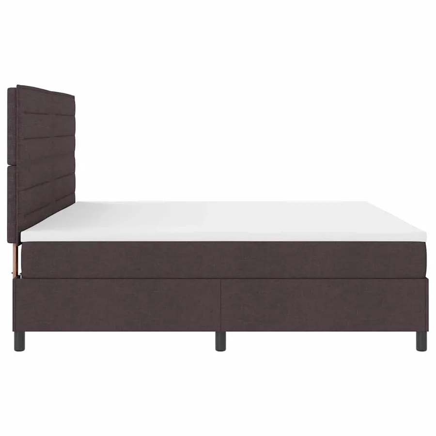 Lit à ressorts avec matelas Marron foncé 200 x 200 cm tissu - 9