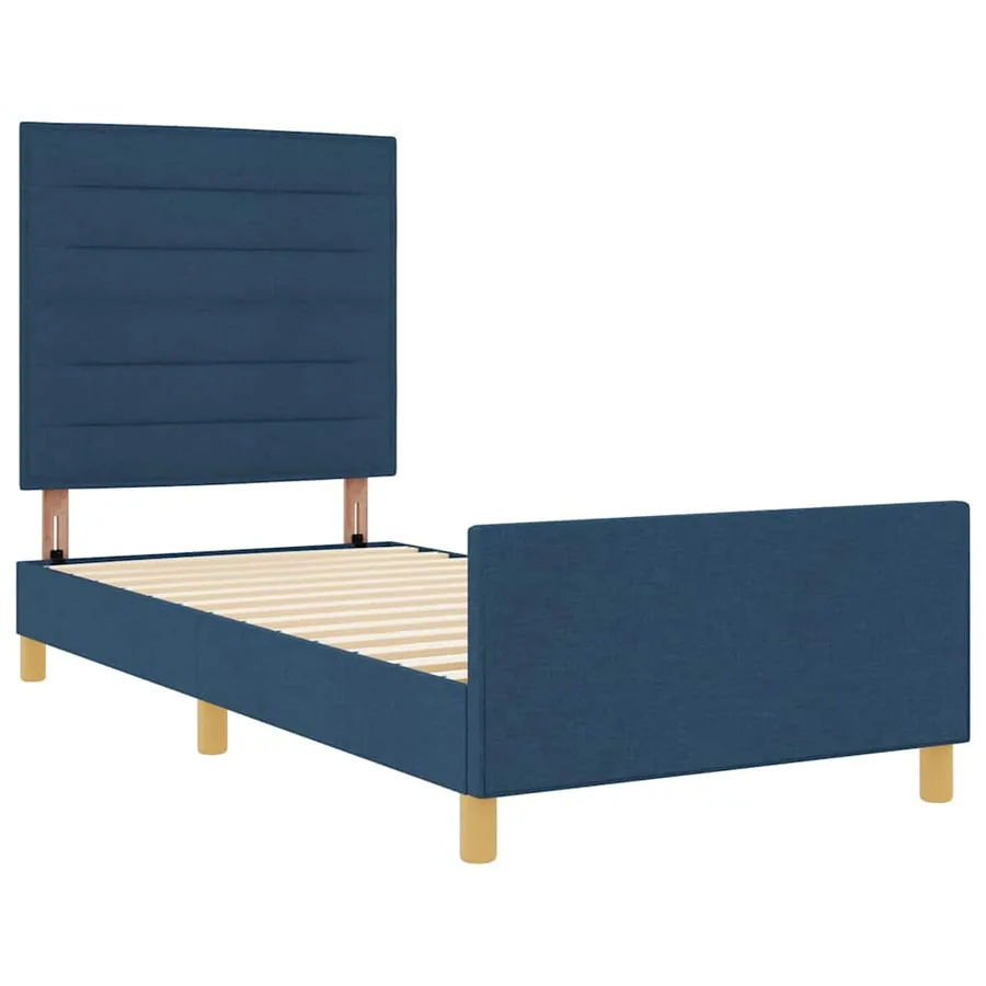Cadre de lit avec tête de lit Bleu 90 x 200 cm tissu - 4
