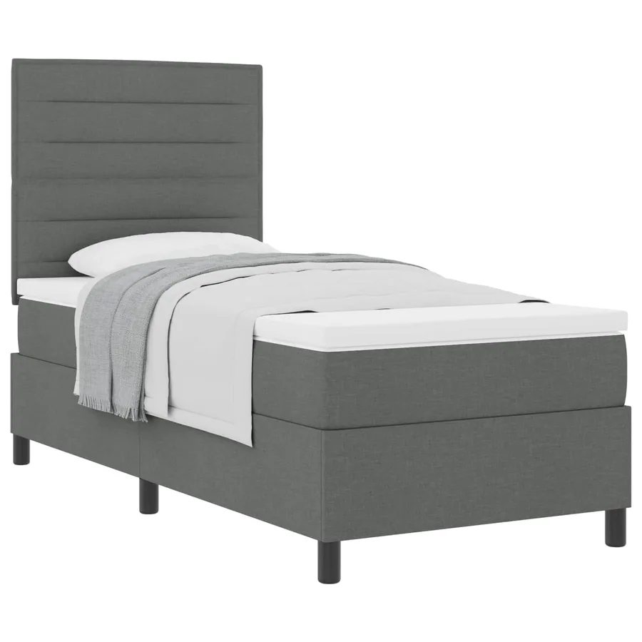 Lit à ressorts avec matelas Gris foncé 90 x 200 cm tissu - 2