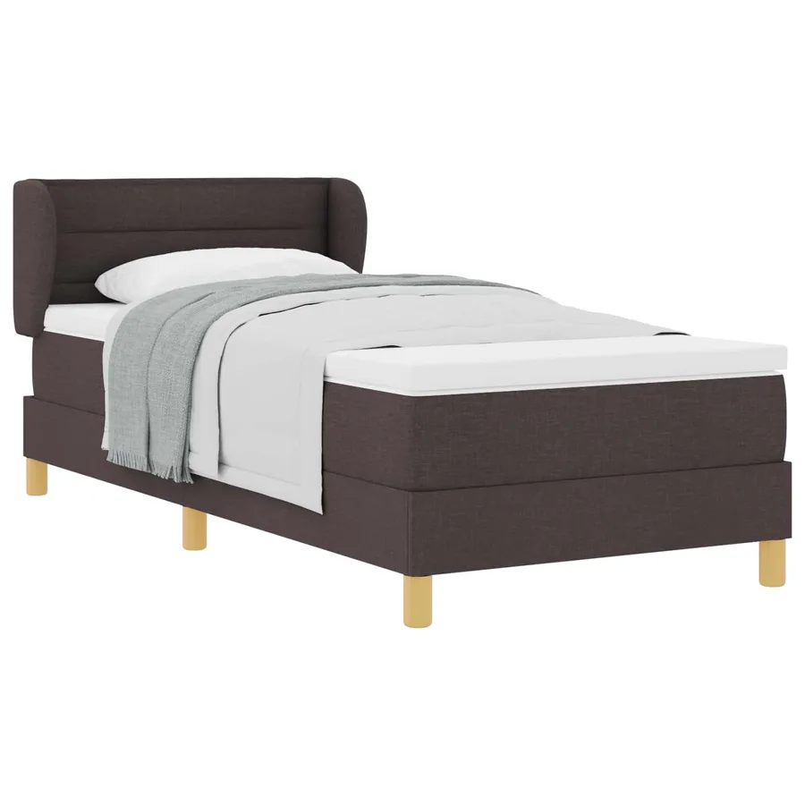 Lit à ressorts avec matelas Marron foncé 90 x 190 cm tissu - 2