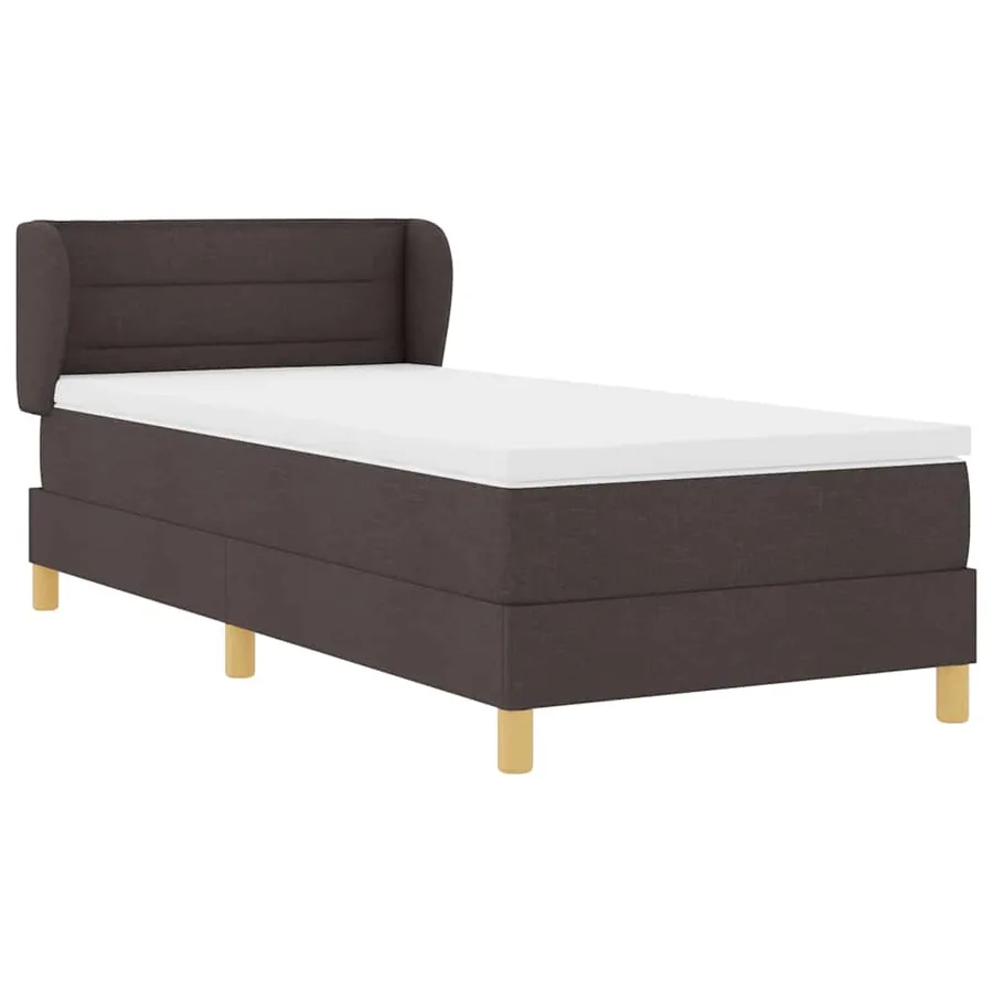 Lit à ressorts avec matelas Marron foncé 90 x 190 cm tissu - 6