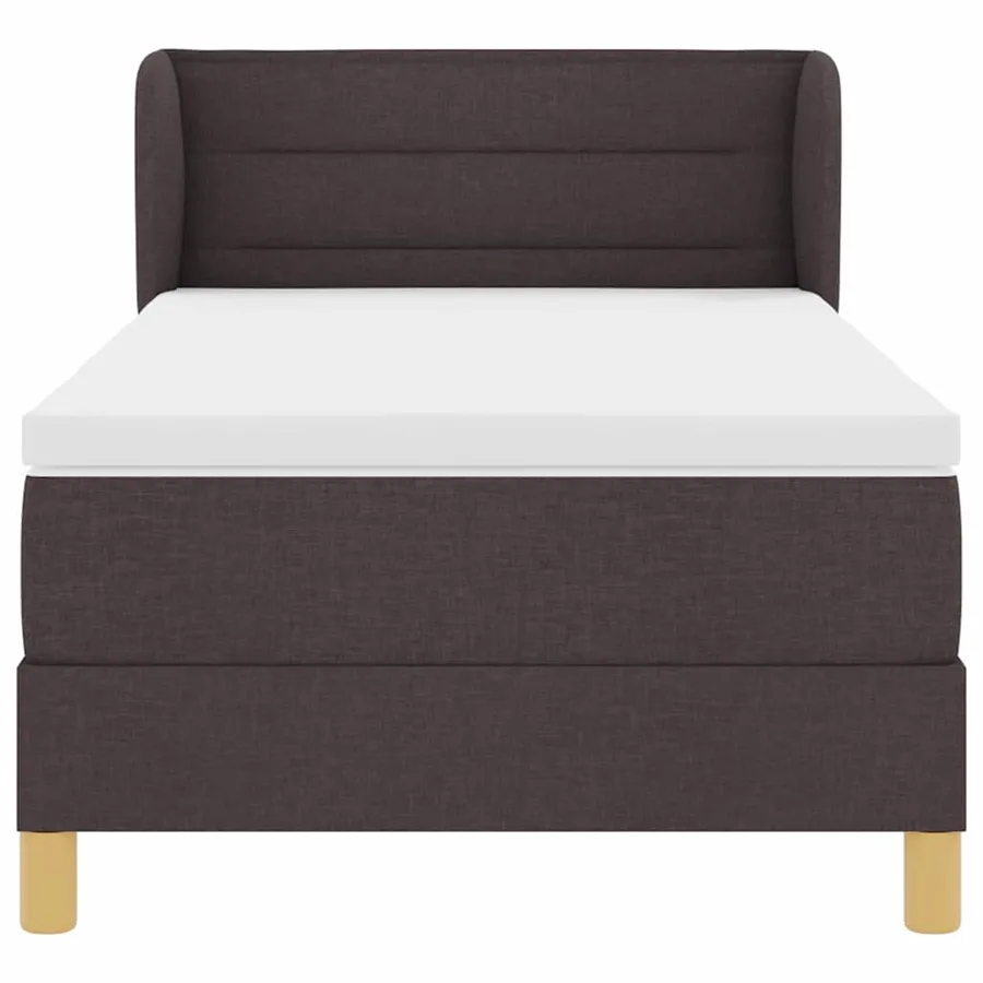 Lit à ressorts avec matelas Marron foncé 90 x 190 cm tissu - 7