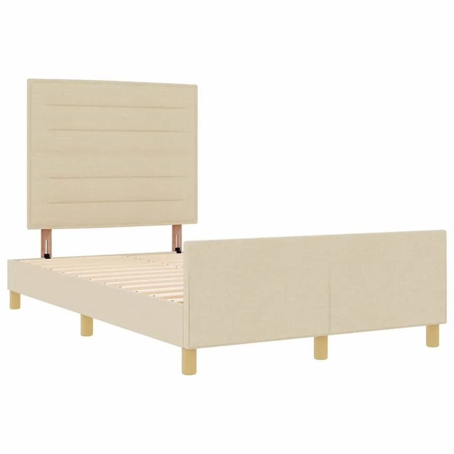 Cadre de lit avec tête de lit Crème 140 x 190 cm tissu - 5