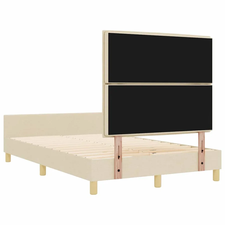 Cadre de lit avec tête de lit Crème 140 x 190 cm tissu - 9