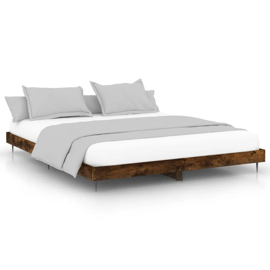 Cadre de lit sans matelas chêne fumé 120x200 cm bois ingénierie - 2