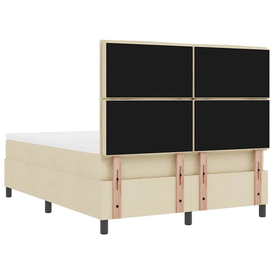 Lit à ressorts avec tête de lit Crème 140 x 190 cm tissu - 10