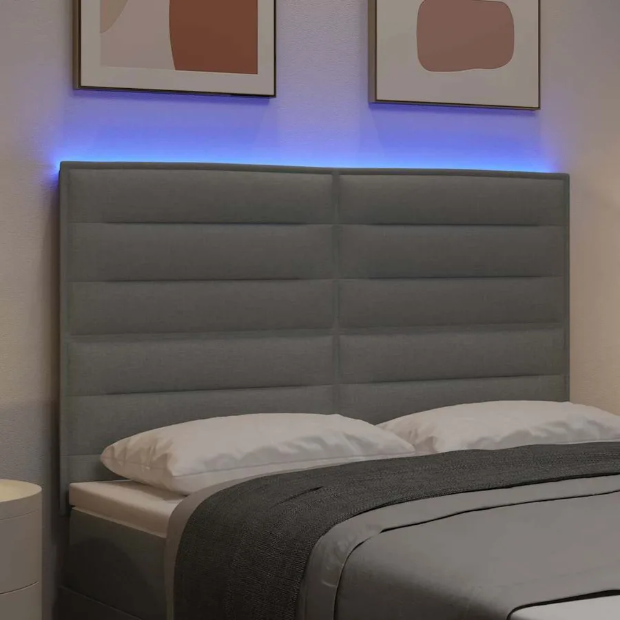 Tête de lit LED avec bandes LED Gris clair 160 cm tissu - 4