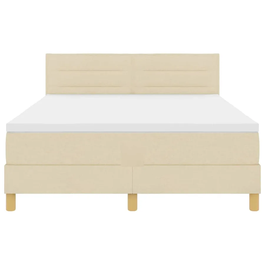 Lit à ressorts avec coussin Crème 140 x 190 cm tissu - 7