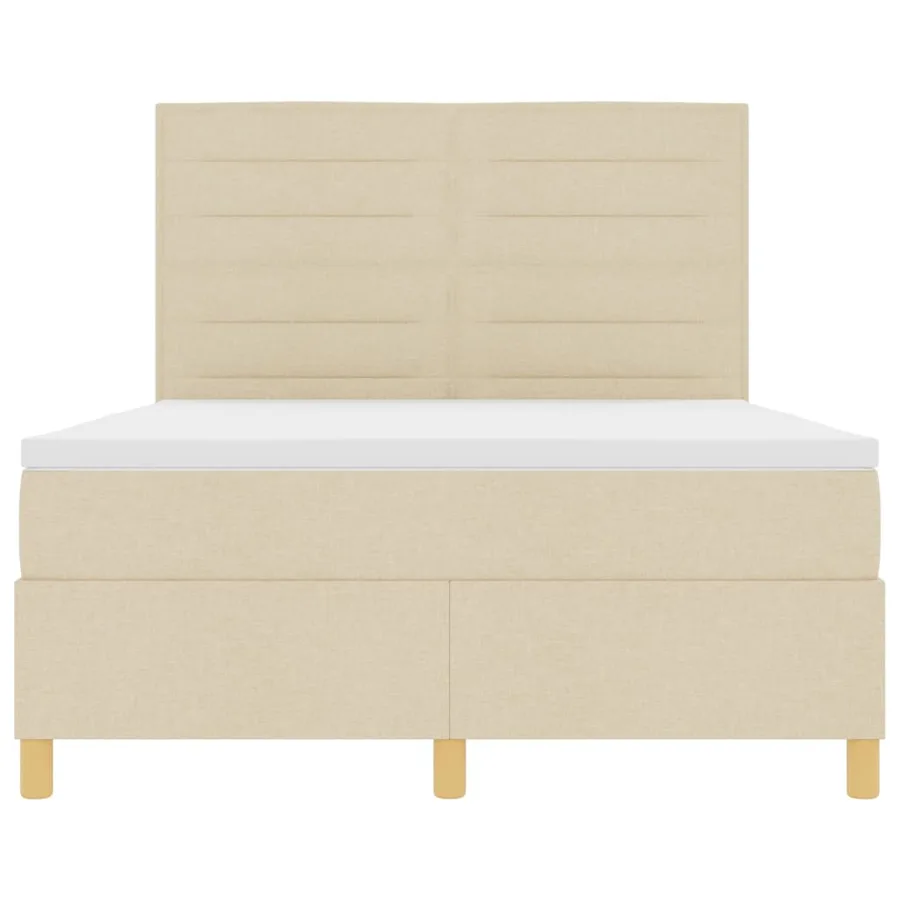 Lit à ressorts avec matelas Crème 140 x 200 cm tissu - 7