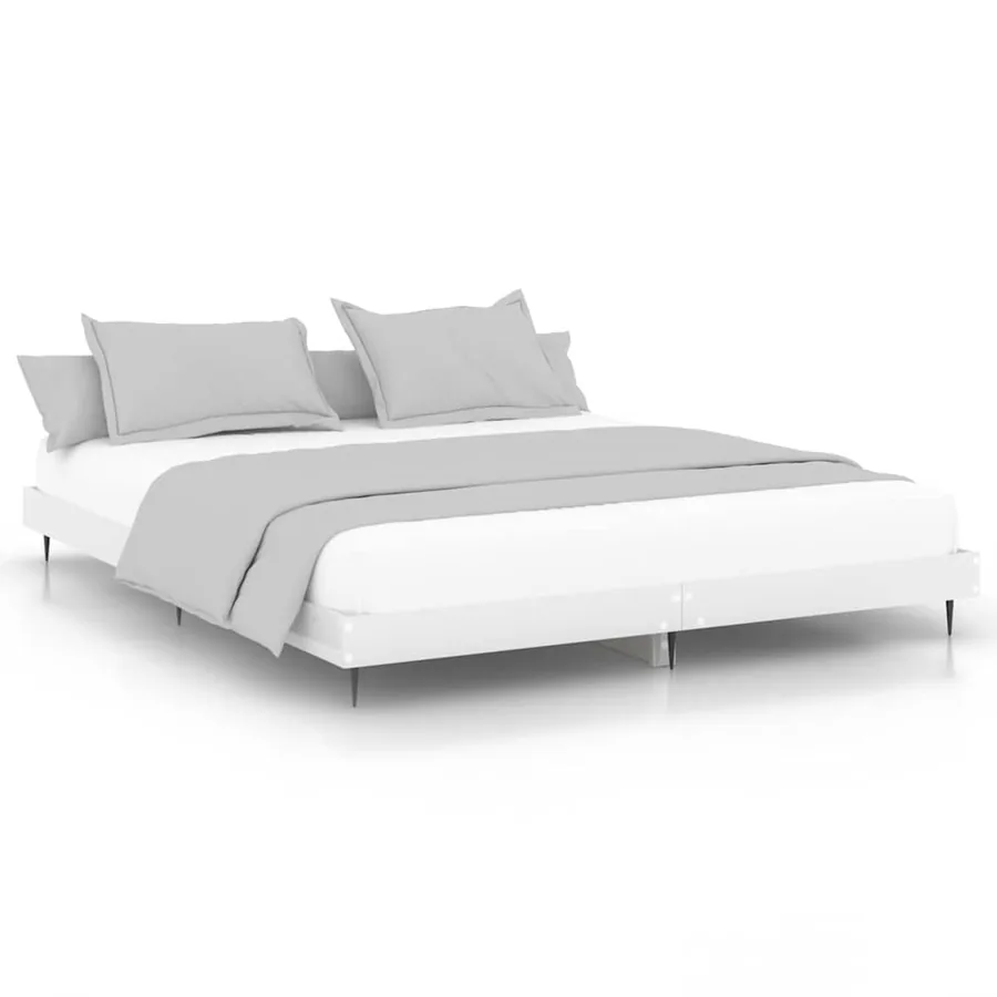 Cadre de lit sans matelas blanc brillant 150x200 cm - 2