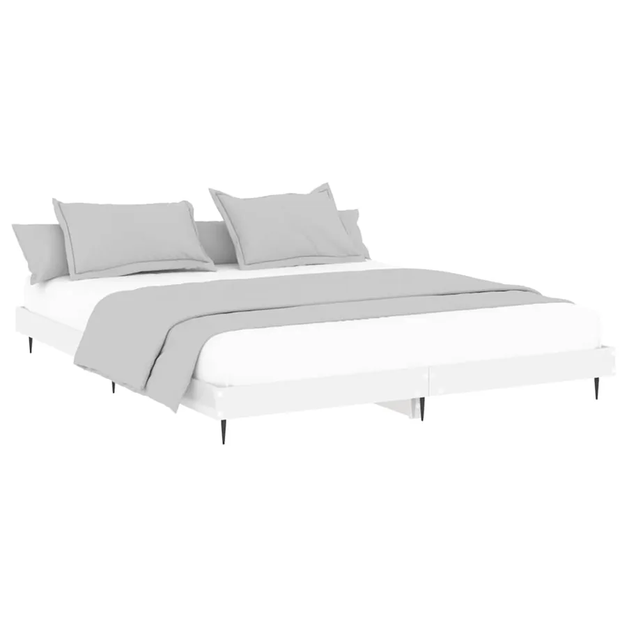Cadre de lit sans matelas blanc brillant 150x200 cm - 3