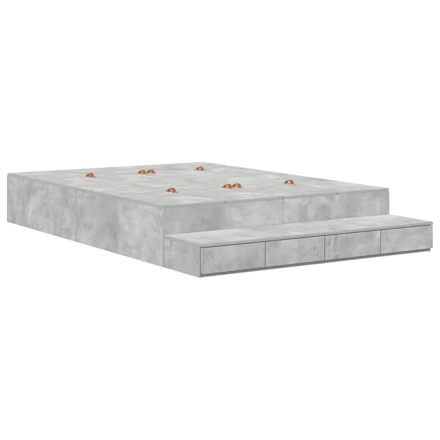 Cadre de lit avec rangement Gris béton 150 cm Bois d'ingénierie - 2