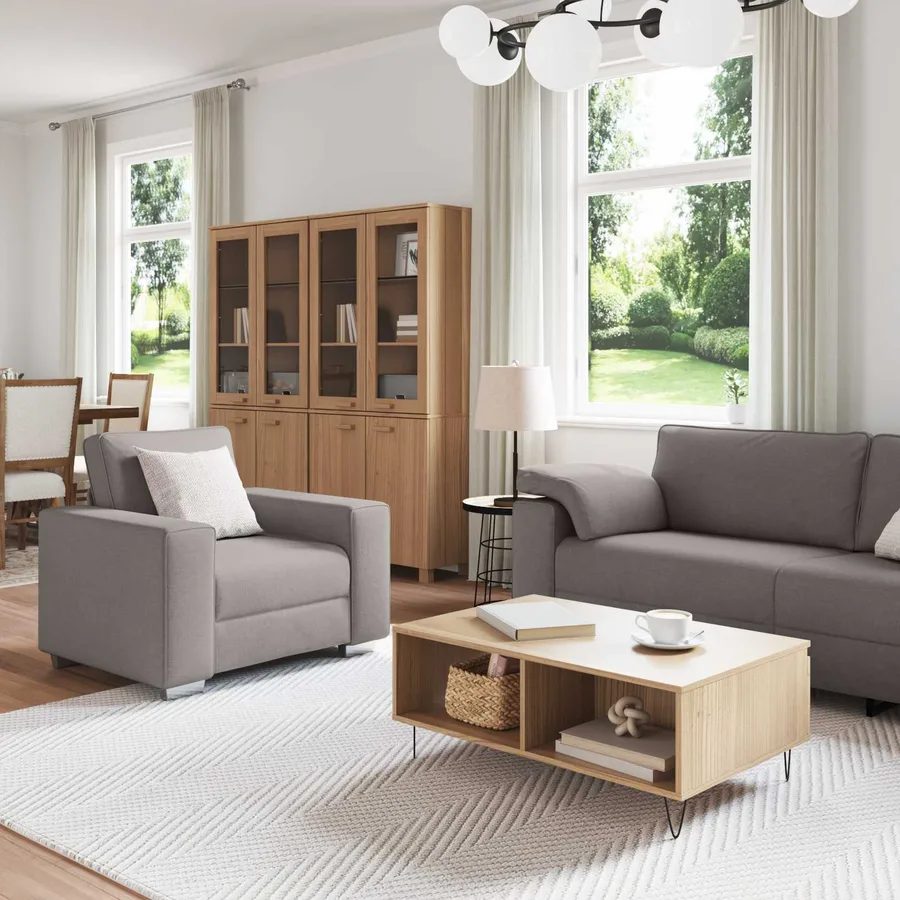 Canapé 3 pcs Taupe 219 x 80 x 82 cm Tissu en lin mélangé - 3