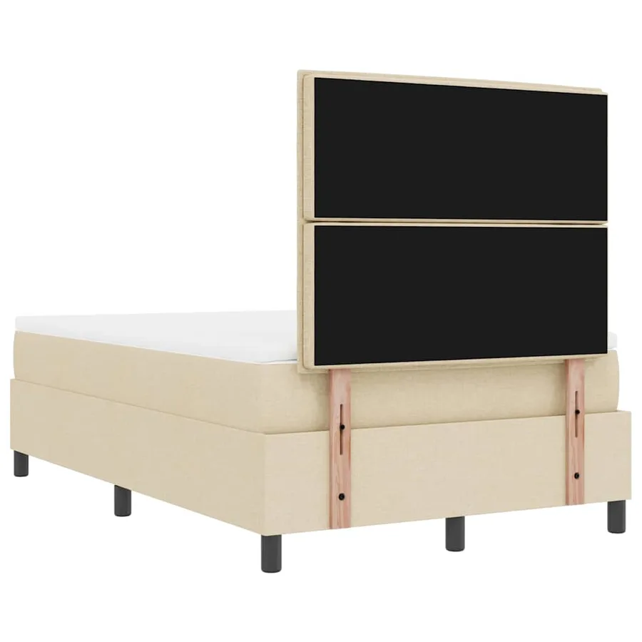 Lit à ressorts avec tête de lit Crème 120 x 190 cm tissu - 10