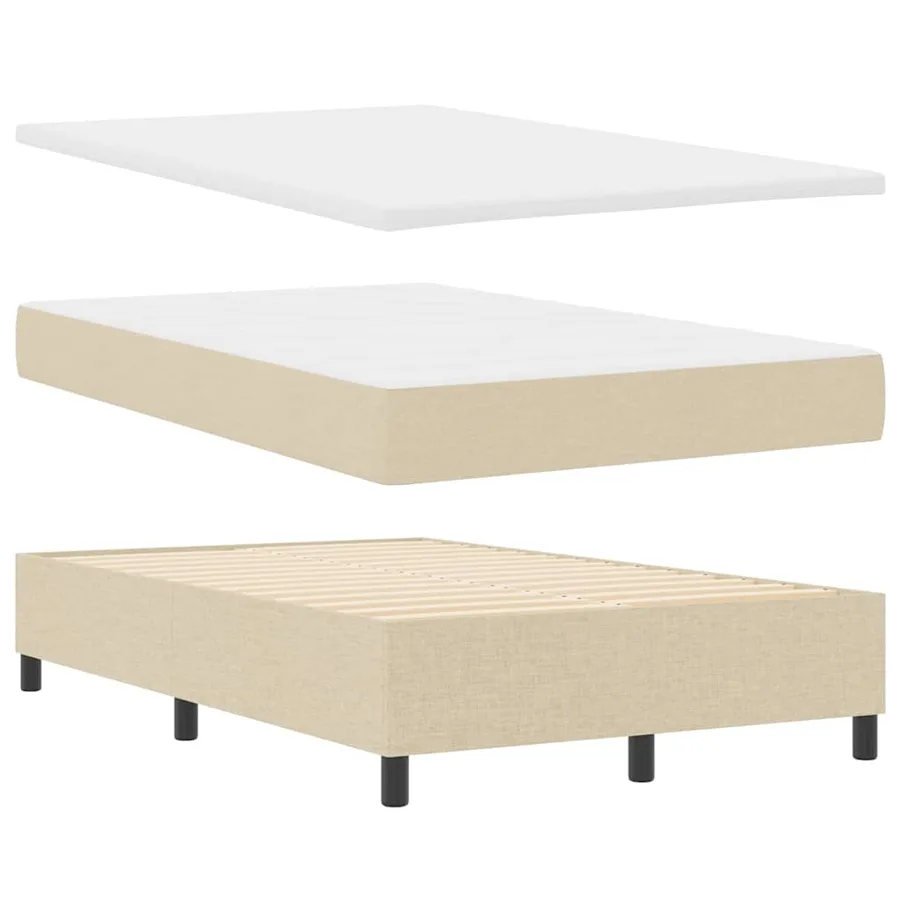 Lit à ressorts avec matelas Crème 120 x 200 cm tissu - 6
