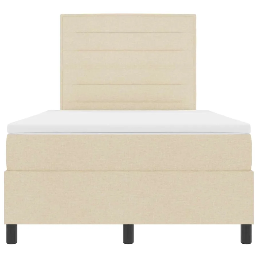 Lit à ressorts avec matelas Crème 120 x 200 cm tissu - 7