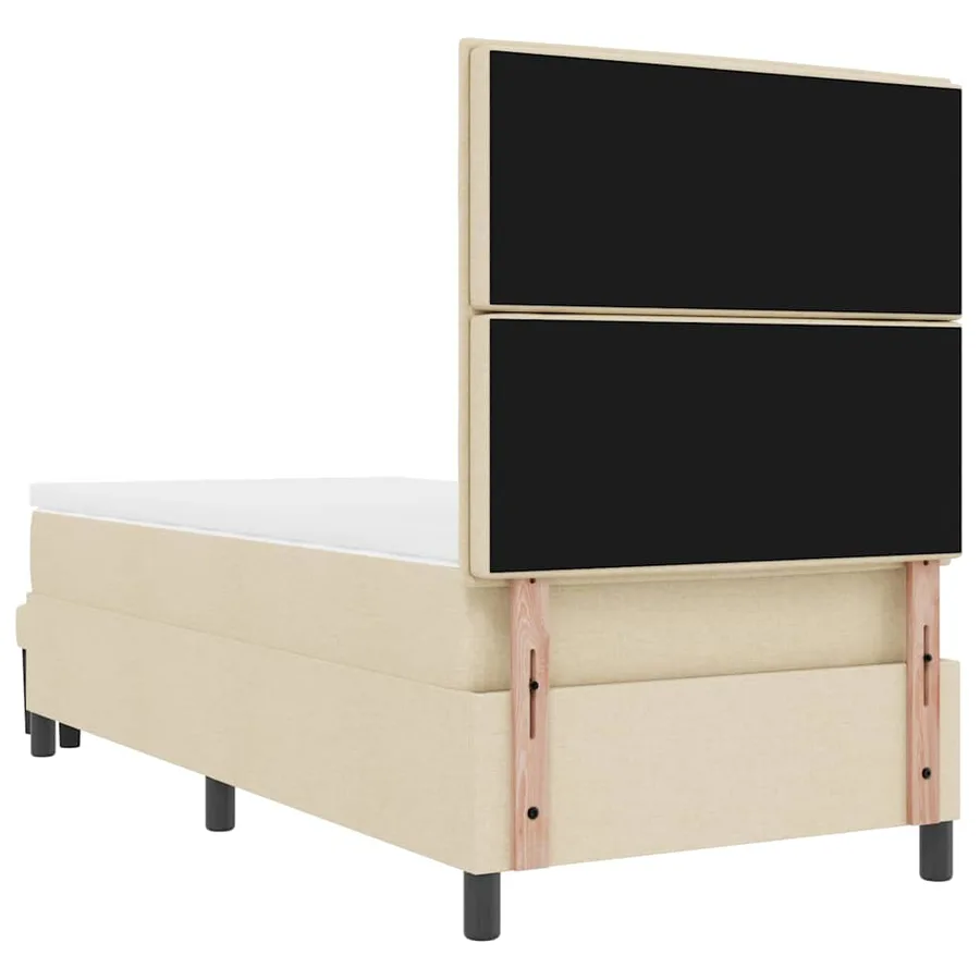 Lit à ressorts avec coussin Crème 100 x 200 cm tissu - 10