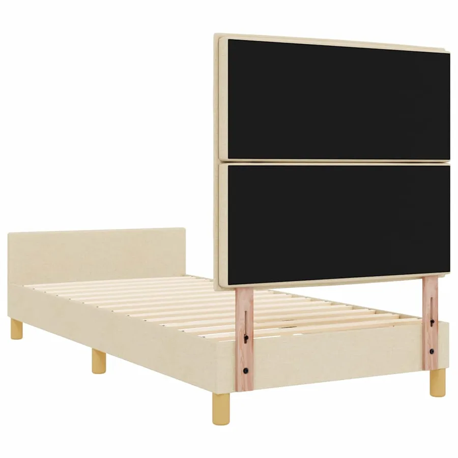 Cadre de lit avec tête de lit Crème 100 x 200 cm tissu - 9