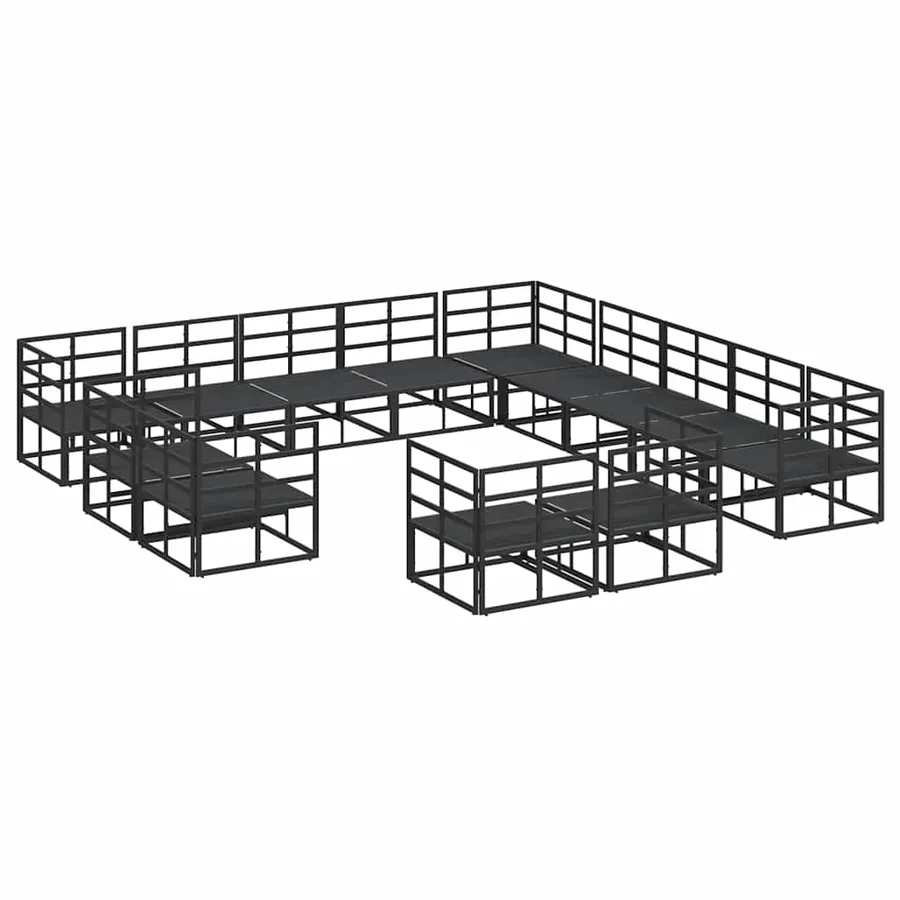 Ensemble de canapé de jardin avec coussin 13 pcs Noir Aluminium - 5