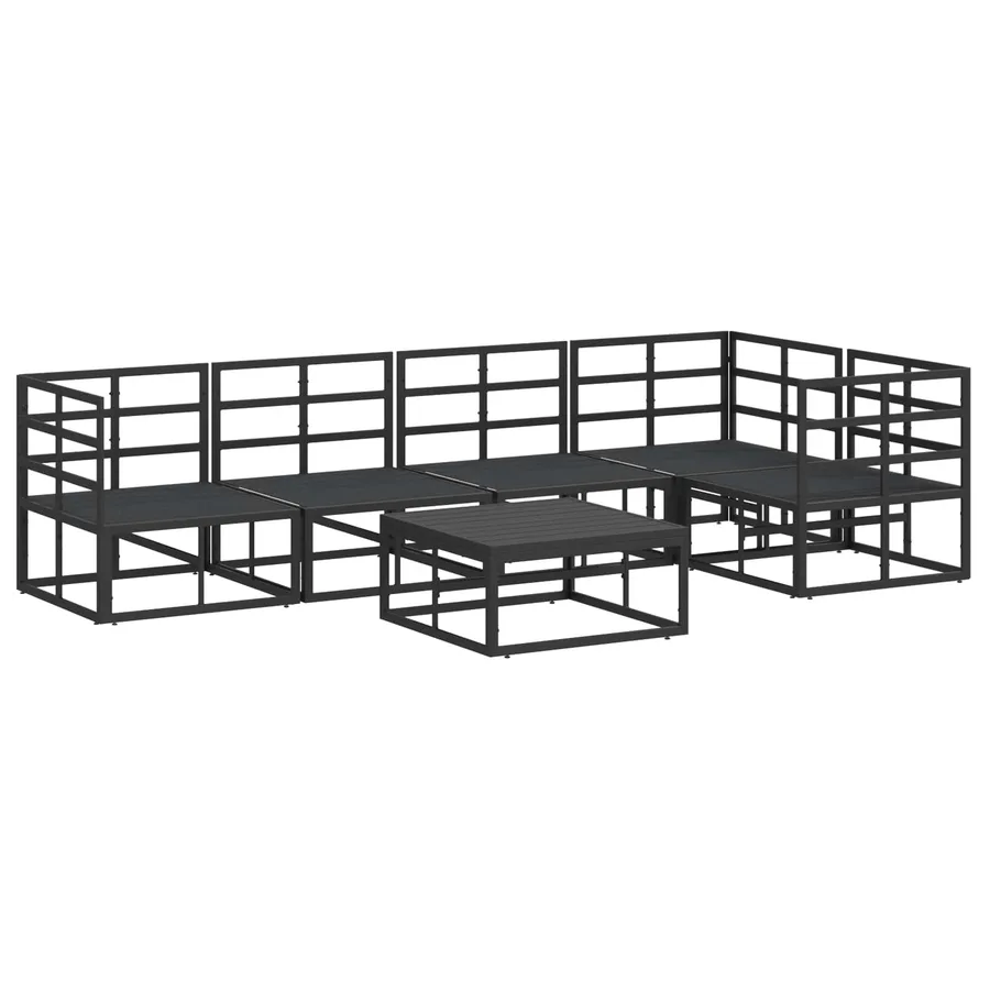 Ensemble de canapé de jardin avec coussin 6 pcs Noir Aluminium - 6