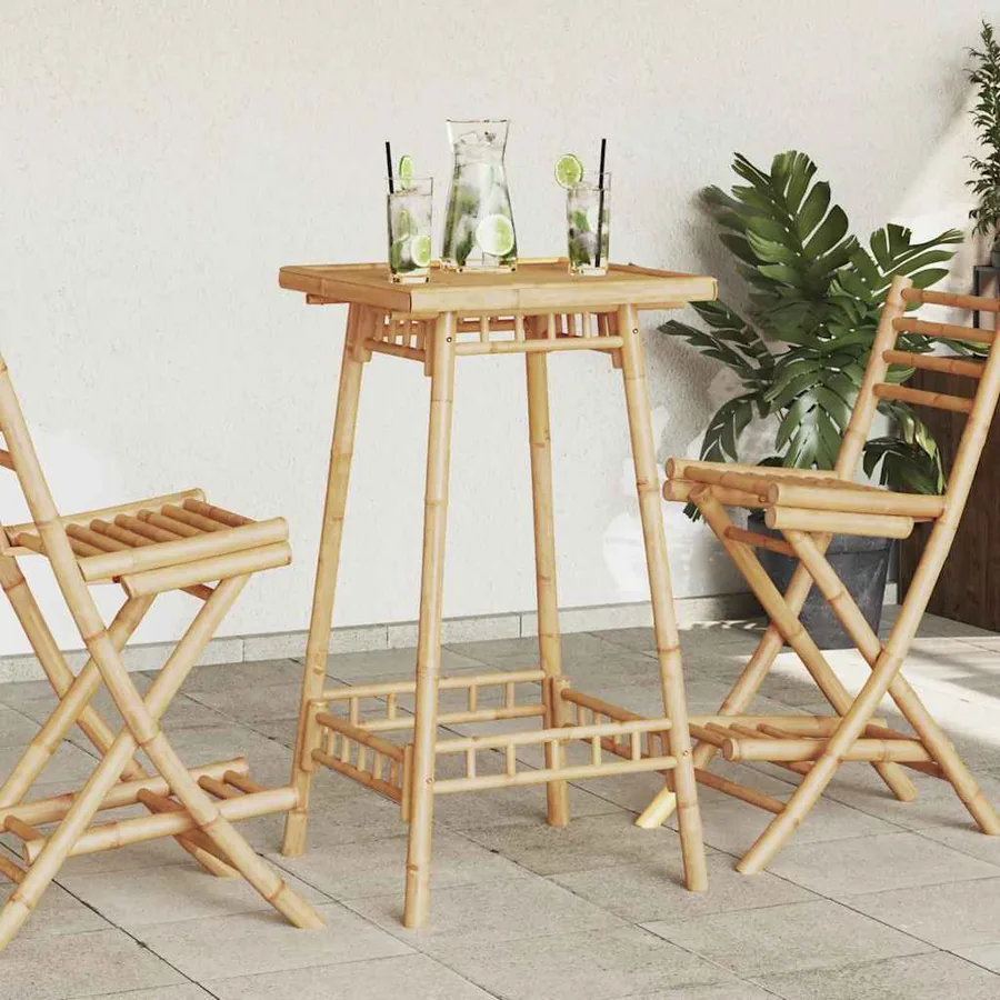 Table de bar carrée d'extérieur 55 x 55 x 100 cm en bambou