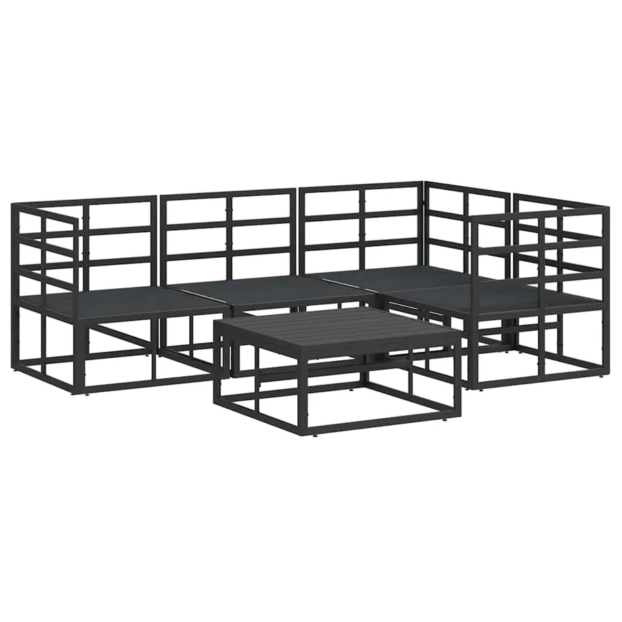 Ensemble de canapé de jardin avec coussin 5 pcs Noir Aluminium - 7