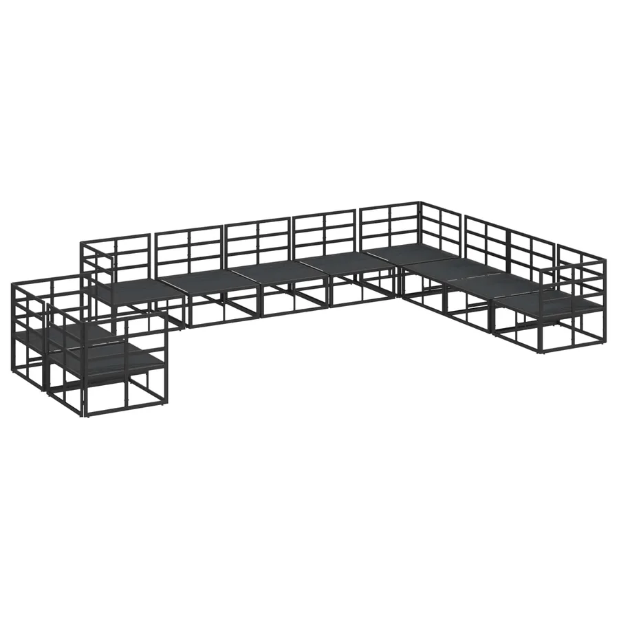 Ensemble de canapé de jardin avec coussin 10 pcs Noir Aluminium - 7