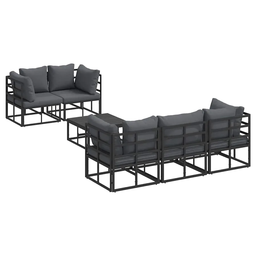 Ensemble de canapé de jardin avec coussin 6 pcs Noir Acier - 2