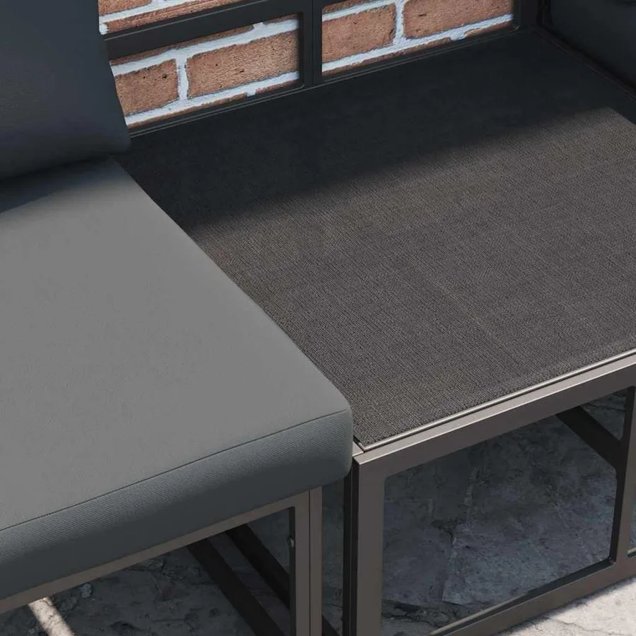 Ensemble de canapé de jardin avec coussin 6 pcs Noir Acier - 5