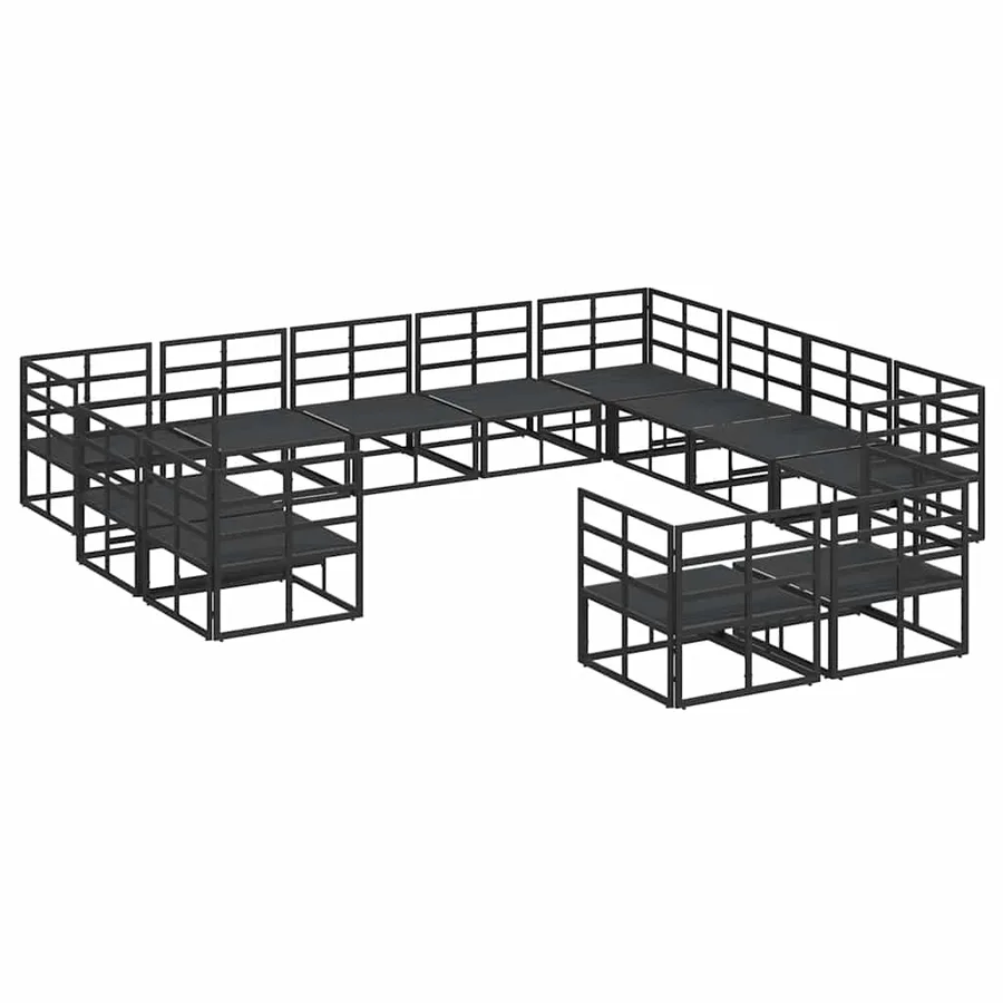 Ensemble de canapé de jardin avec coussin 12 pcs Noir Aluminium - 5