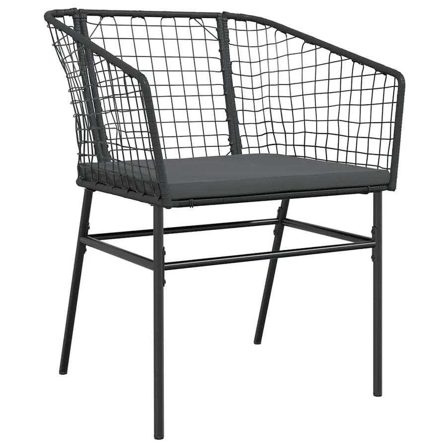 Ensemble à manger de jardin et coussins 5 pcs noir rotin verre - 4