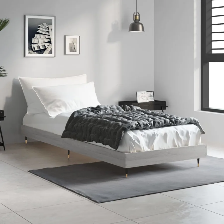 Cadre de lit sans matelas sonoma gris 75x190 cm - 3