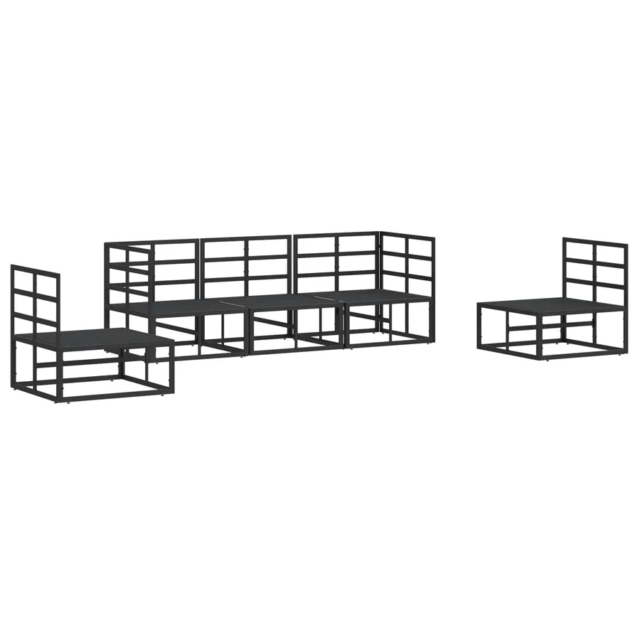Ensemble de canapé de jardin avec coussin 5 pcs Noir Aluminium - 6