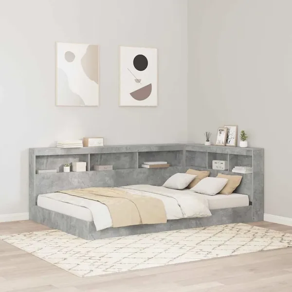 Tête de lit de rangement Gris béton 120 cm Bois d'ingénierie
