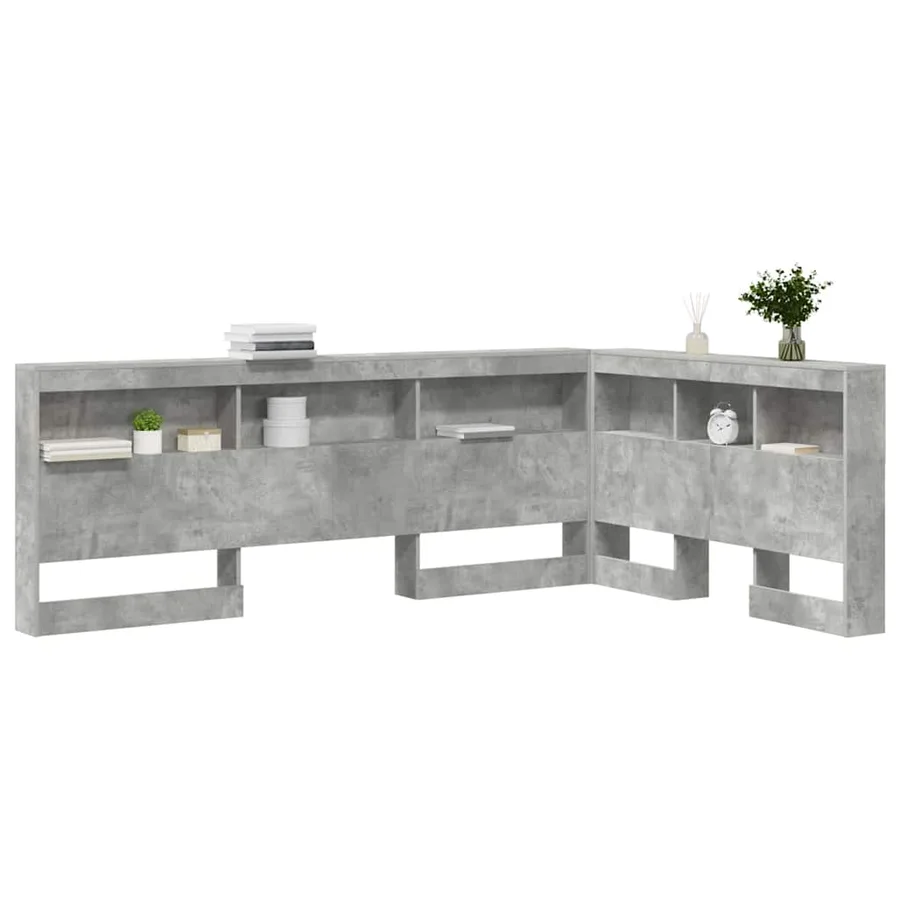 Tête de lit de rangement Gris béton 120 cm Bois d'ingénierie - 3
