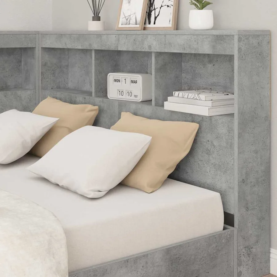 Tête de lit de rangement Gris béton 120 cm Bois d'ingénierie - 4