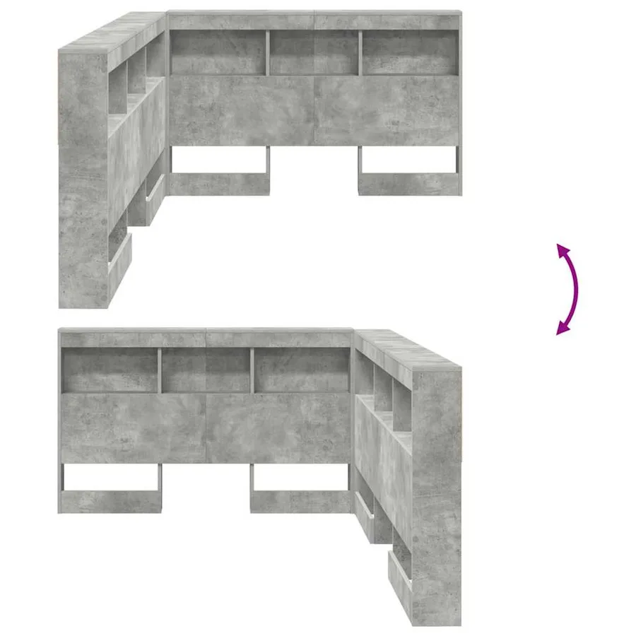 Tête de lit de rangement Gris béton 120 cm Bois d'ingénierie - 8