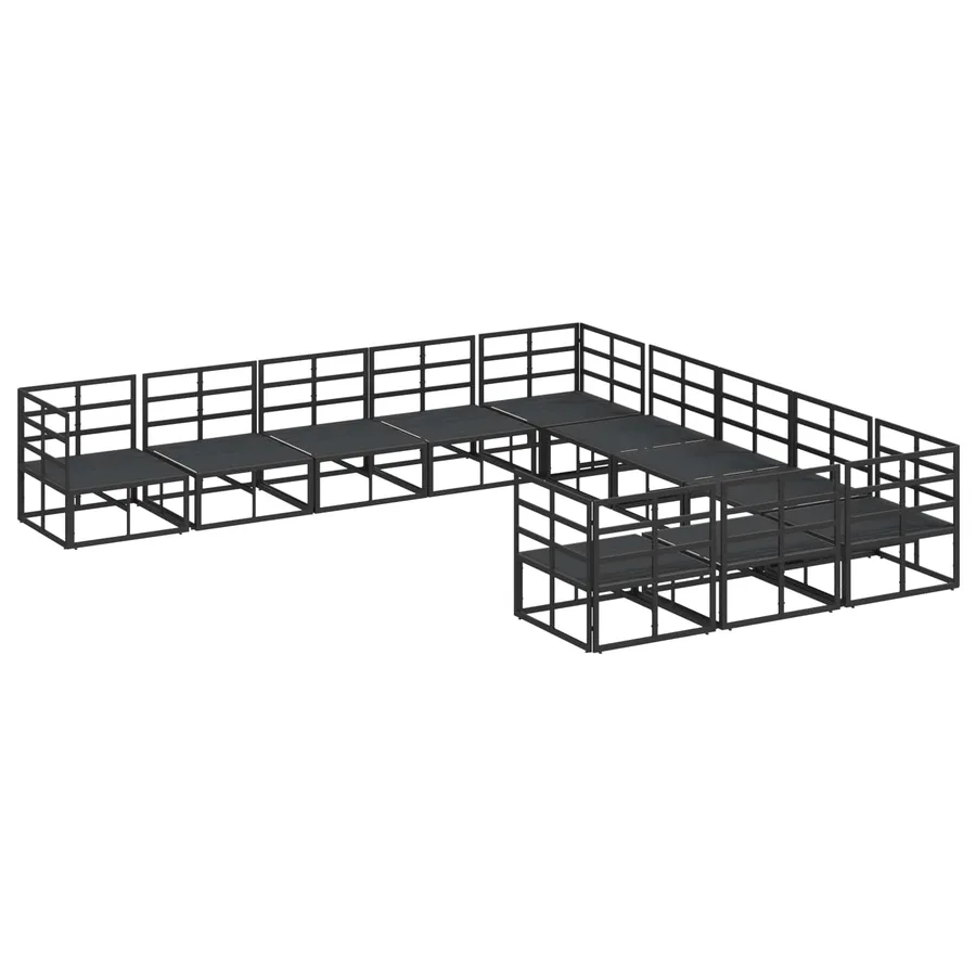 Ensemble de canapé de jardin avec coussin 11 pcs Noir Aluminium - 7