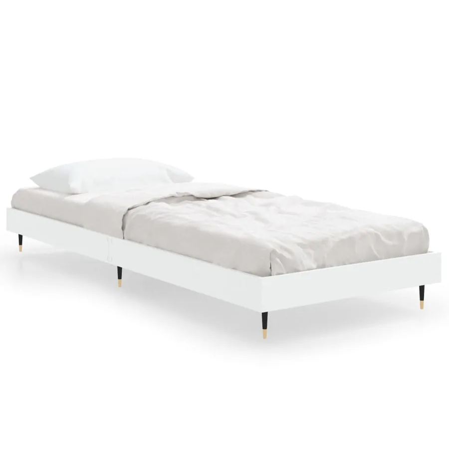 Cadre de lit sans matelas blanc 75x190 cm bois d'ingénierie - 2
