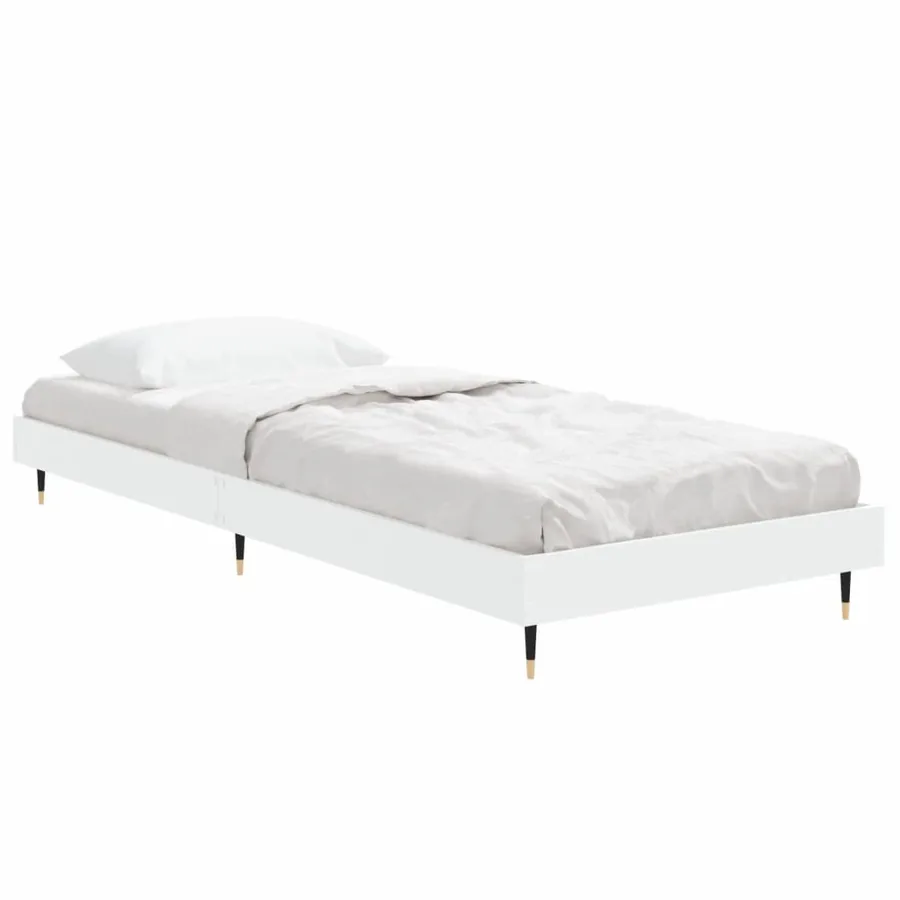 Cadre de lit sans matelas blanc 75x190 cm bois d'ingénierie - 4