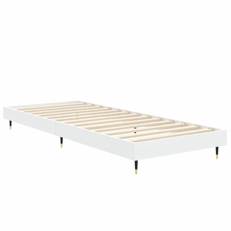 Cadre de lit sans matelas blanc 75x190 cm bois d'ingénierie - 5