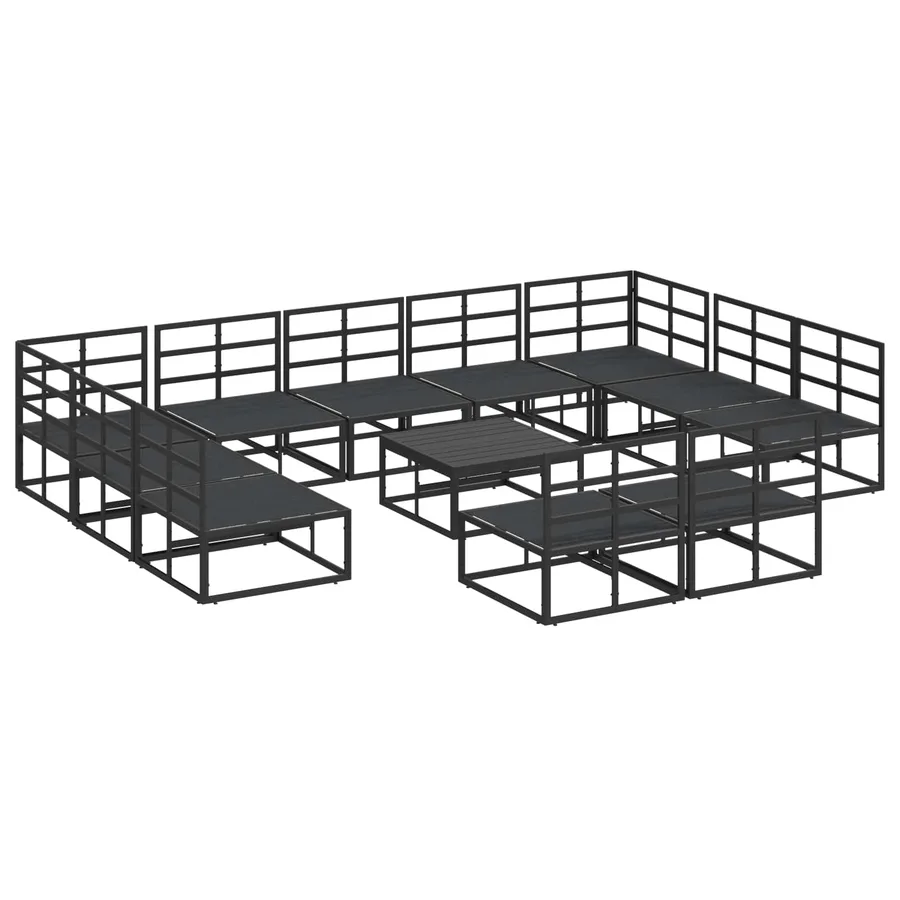 Ensemble de canapé de jardin avec coussin 12 pcs Noir Aluminium - 6