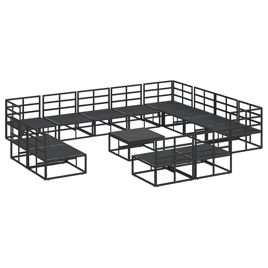 Ensemble de canapé de jardin avec coussin 13 pcs Noir Aluminium - 6
