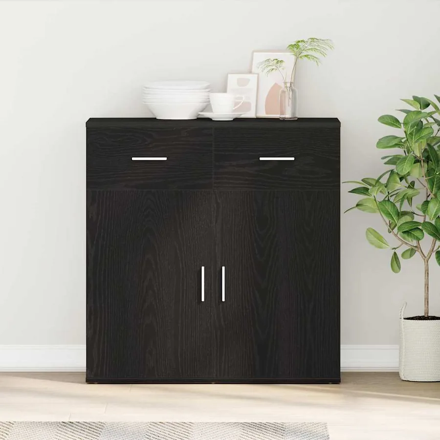 Buffet avec tiroir Chêne noir 78 x 38 x 80 cm Bois d'ingénierie