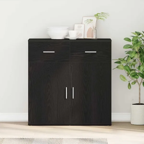 Buffet avec tiroir Chêne noir 78 x 38 x 80 cm Bois d'ingénierie