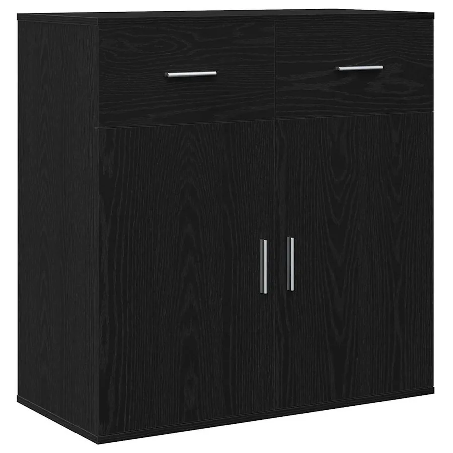 Buffet avec tiroir Chêne noir 78 x 38 x 80 cm Bois d'ingénierie - 2